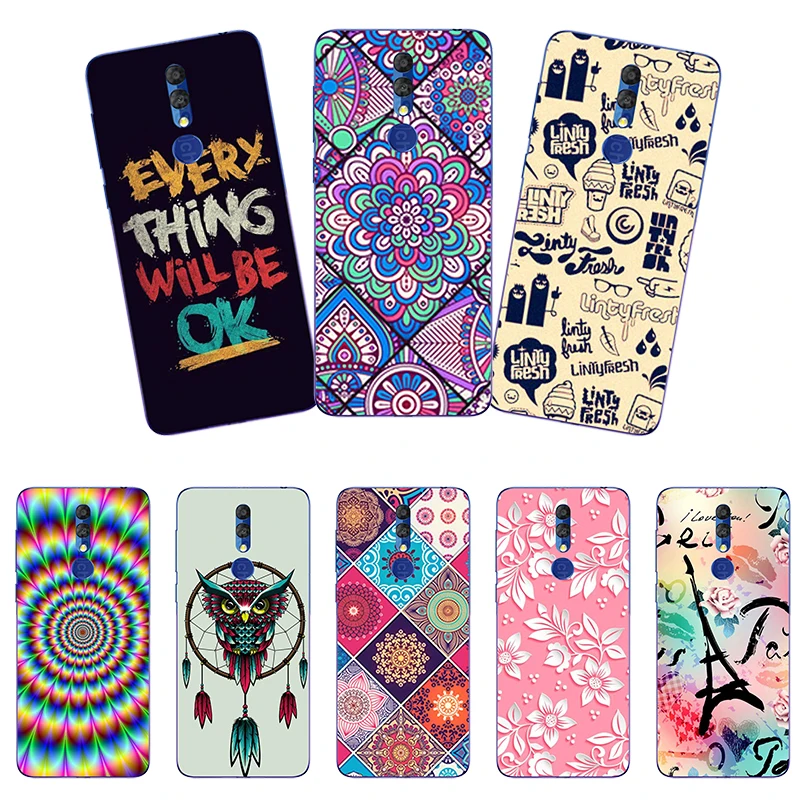 

Soft Tpu Silicone Printed Cell Phone Case Cover For Alcatel 3 2019 5.9" Colorful Back Covers Cute Cartoon Flower Pattened Case