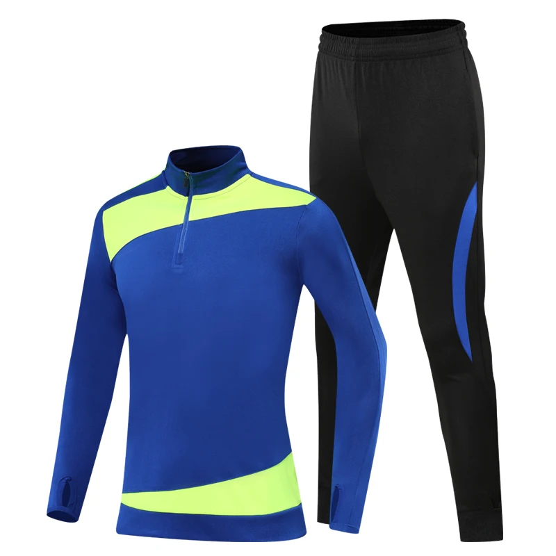 Blue Детская зимняя спортивная одежда для футбола; Спортивный костюм с длинными рукавами; длинные штаны; трикотажные костюмы для фитнеса и бега; спортивная форма для бега - Цвет: Blue