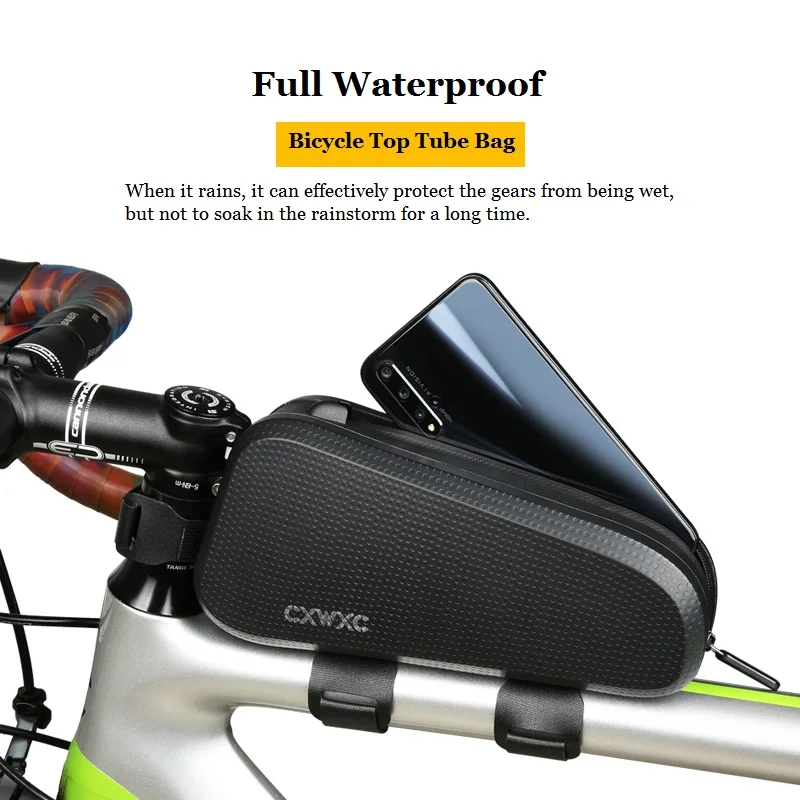 cxwxc waterproof bicycle bag mtb road commute bike accessories top tube front frame cycling bag stem pouch mobile phone bag free global shipping
