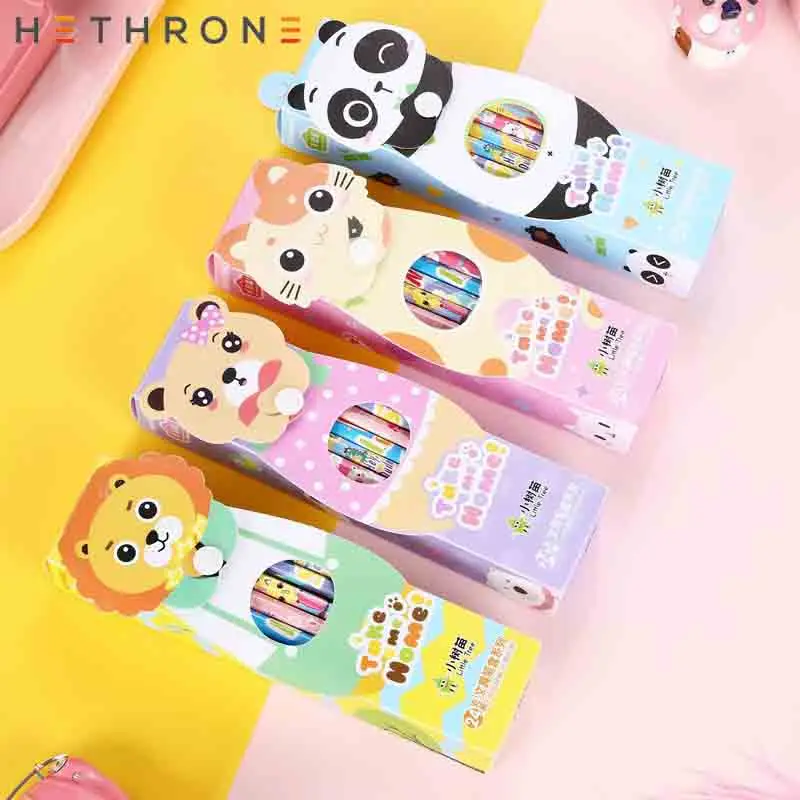 Hethrone 24 шт. животных деревянные карандаши для школы с ластиком рисования ручка