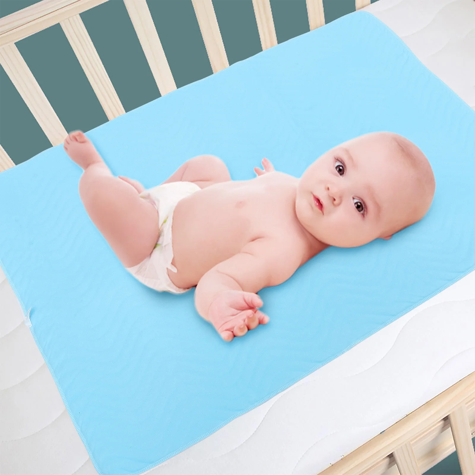 

1pc Baby Breathable Nappy Mat Urinal Mat Washable Diaper Cushion (Sky-blue)