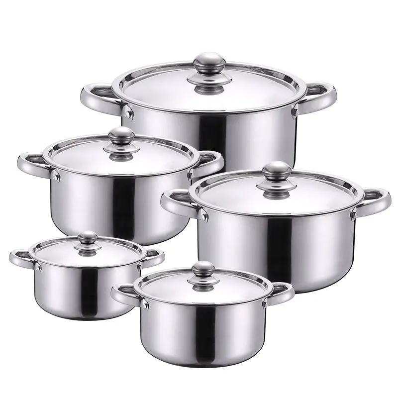 

5pcs Food Grade Stainless Steel Pot Set High Practical Soup Cooking Pots Creative Gifts Stew Soup Kitchen Cookware