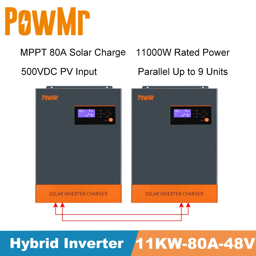 PowMr 11000 واط 220 فولت 48 فولت الهجين Inversor دعم وحدة موازية و Wifi نقية شرط موجة MPPT 80A شاحن بالطاقة الشمسية ماكس 500VDC PV المدخلات