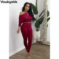 spring and autumn womens sets solid color round neck long sleeve sweatshirt casual sweatpants two piece suit