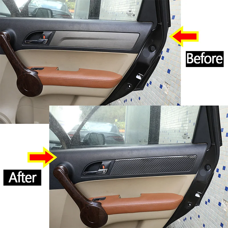 

For Honda CR-V 2007-2011 Real Carbon Fiber 3D StickerInner Interior Door Decoration Panel Cover Trim Interior Car Accessories