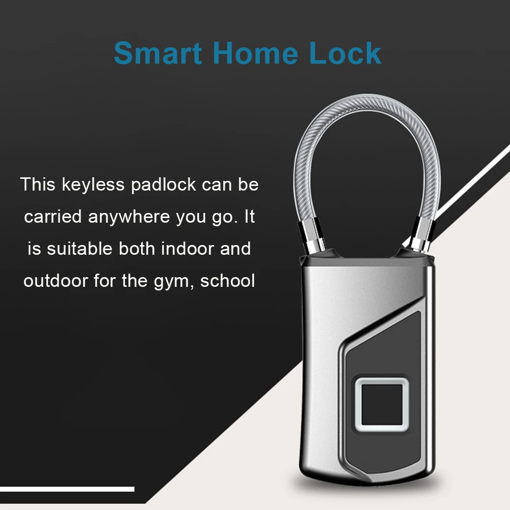 

Rechargeable Smart Lock Keyless Fingerprint Lock Waterproof Anti-Theft Security Padlock Door Luggage Case Lock USB Chargeable