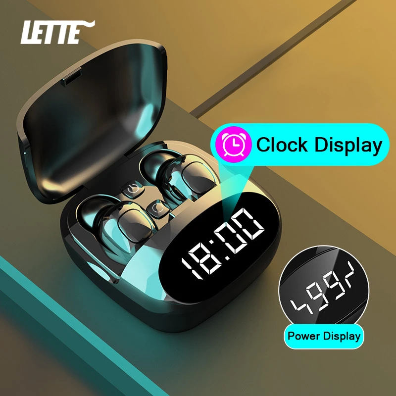 

Digital Time Display TWS Bluetooth5.0 Headset Touch Control Binaural Call In-ear Earphones