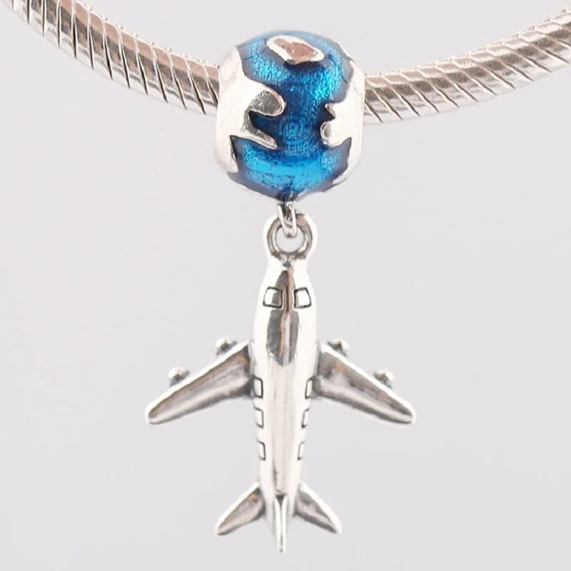 Бусины-подвески женские из серебра 925 пробы с изображением велосипеда самолета
