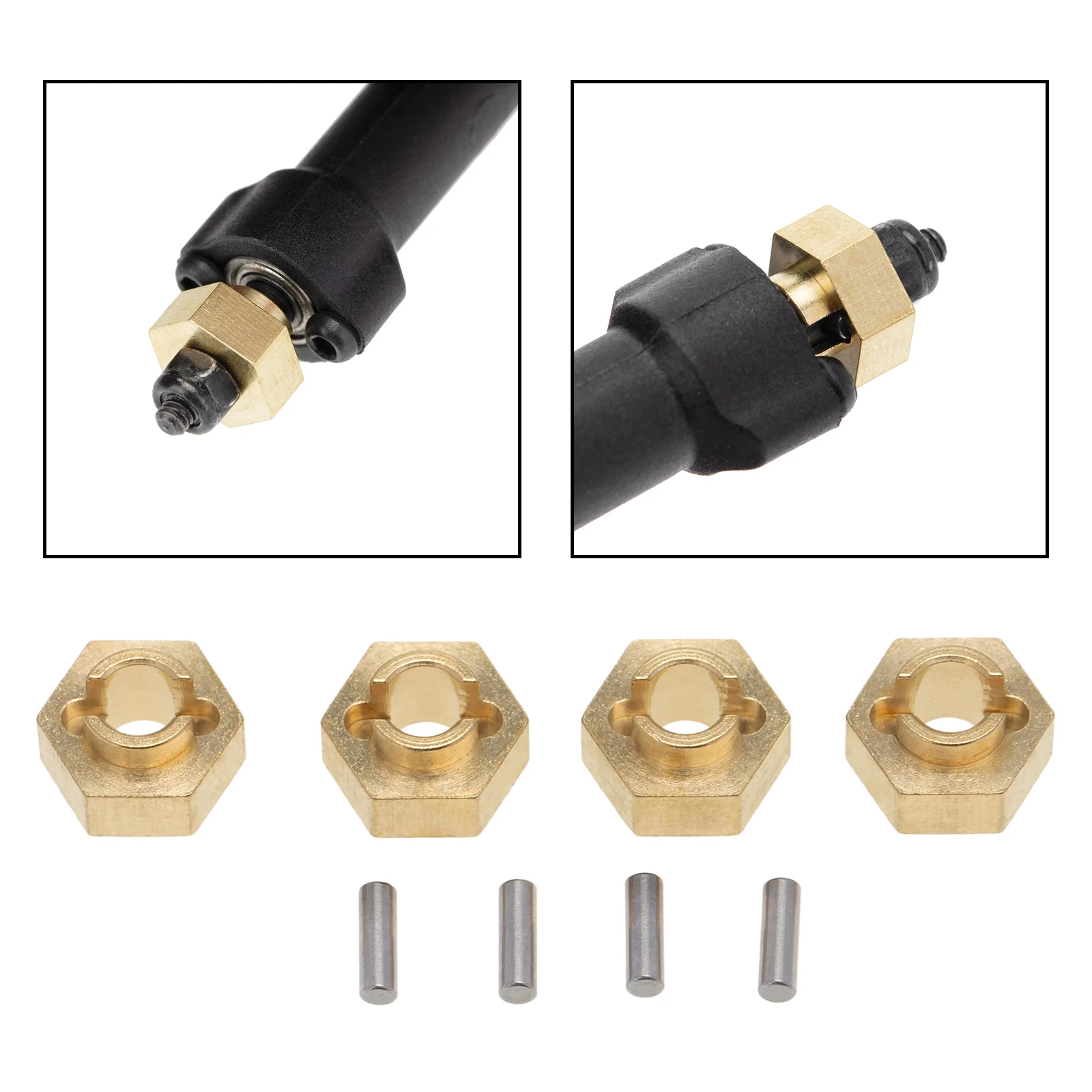 

4x RC 3mm Brass Hex Adapter for Axial SCX24 AXI00001 Trucks DIY Accessory