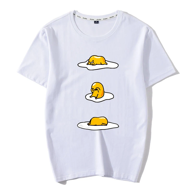 Новая футболка для женщин Kawaii Мультфильм Gudetama печати Топы Harajuku Лето короткий