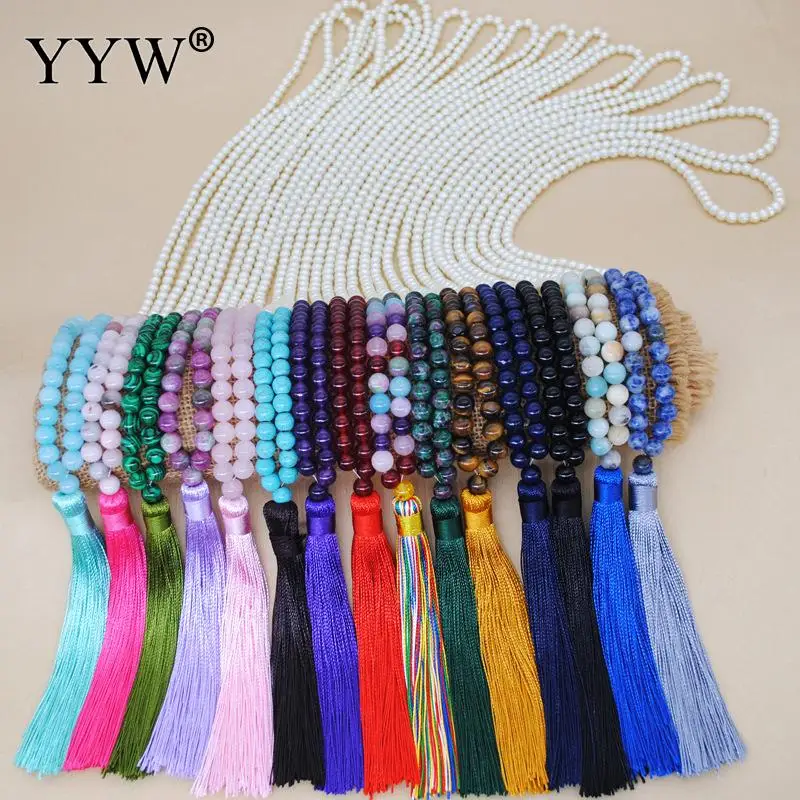 Винтажное богемное ожерелье в стиле бохо длинное из хлопка с кисточками и