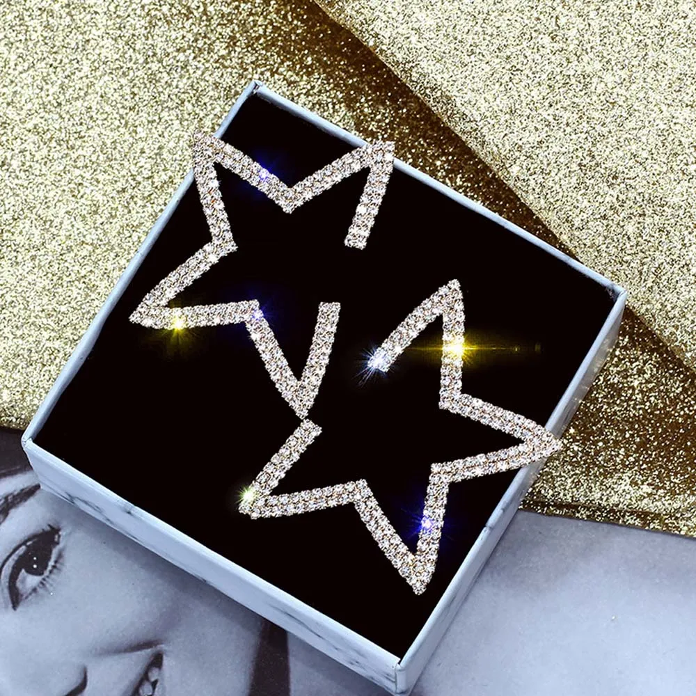 Блестящие серьги-гвоздики в форме звезды уникальные серьги пентаграмма для