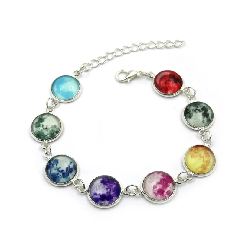 Новинка 2020 светящиеся в темноте браслеты из стекла виде галактики и Луны для