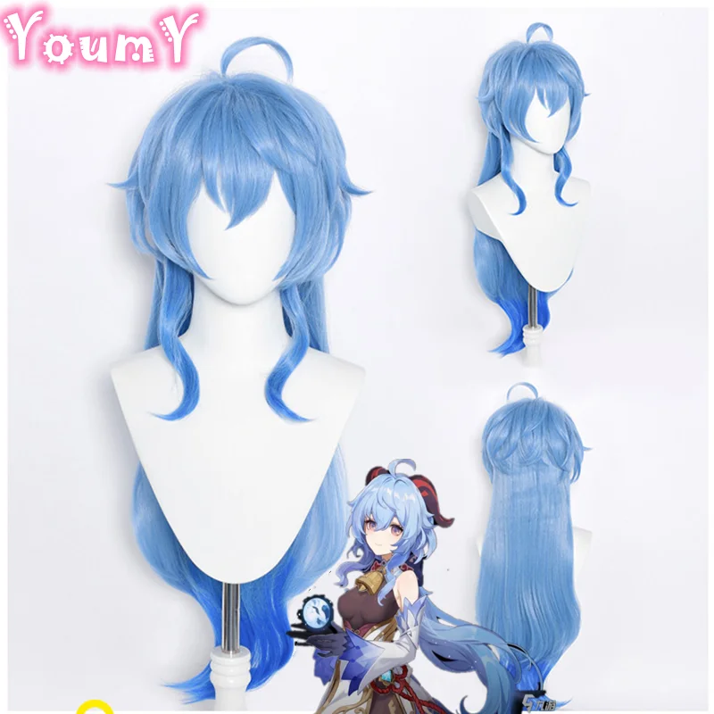

Ganyu Косплей Genshin Impact Косплей 75 см длиной синий градиентный парик косплей аниме косплей термостойкие синтетические парики Хэллоуин