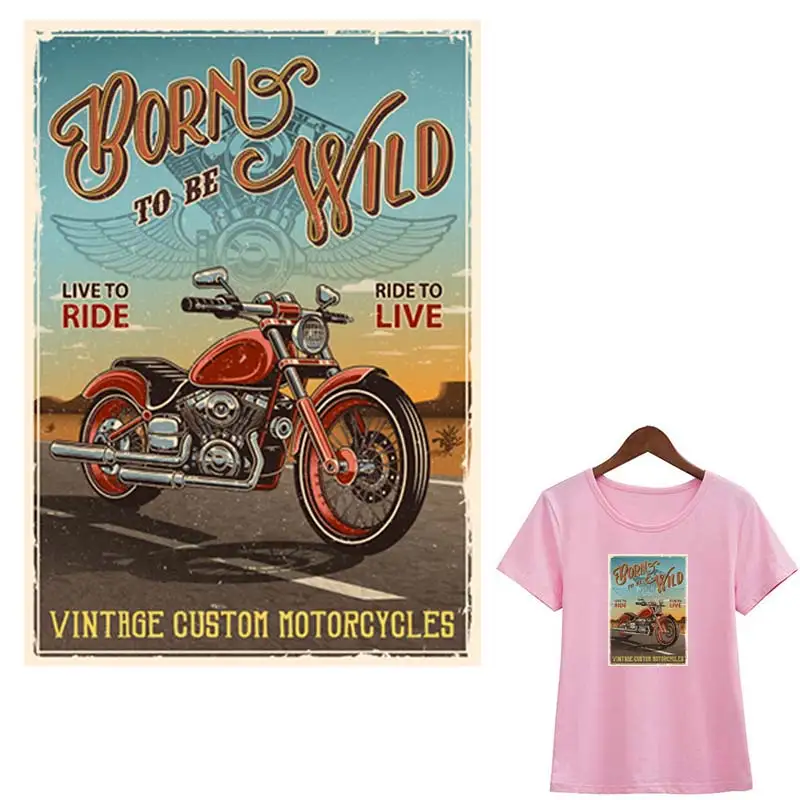 Винтажная мотоциклетная наклейка на одежду теплопередача модная самодельная