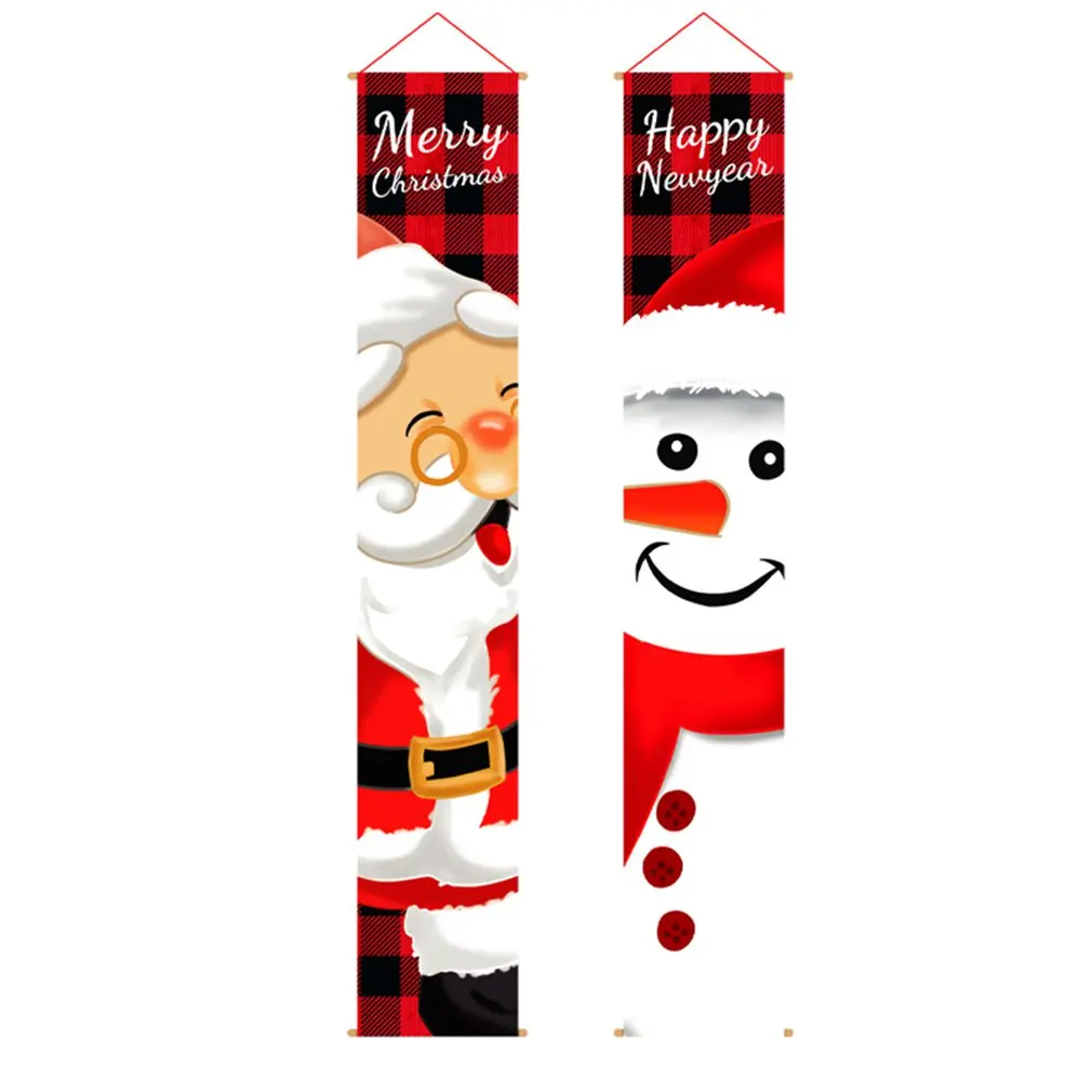 

Cute Printed Christmas Banner Garden Ornaments Christmas Door Decor For Home New Year Gift Home Decoration Ornaments