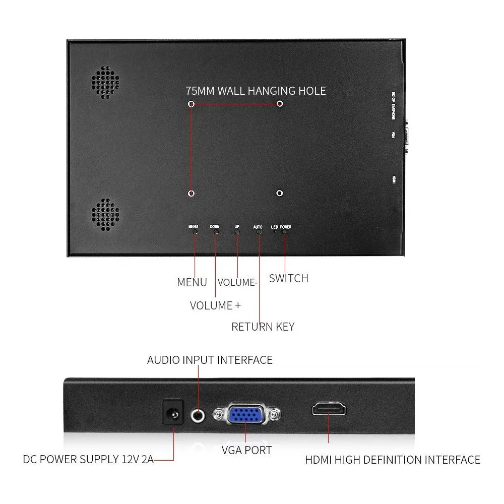 Портативный игровой монитор ПК 11,6 дюймов ЖК-дисплей экран 1080P ips HD mini VGA HDMI компьютерный монитор для ноутбука Raspberry Pi PS4