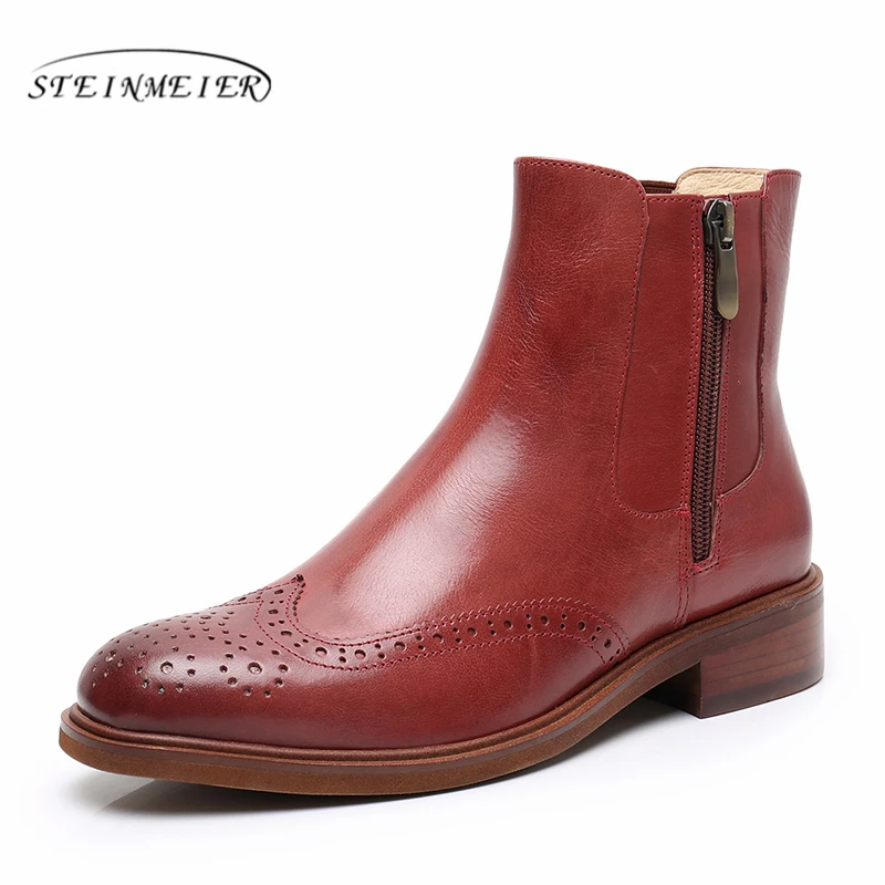 Женские ботильоны Yinzo из натуральной коровьей кожи с воском и круглым носком на