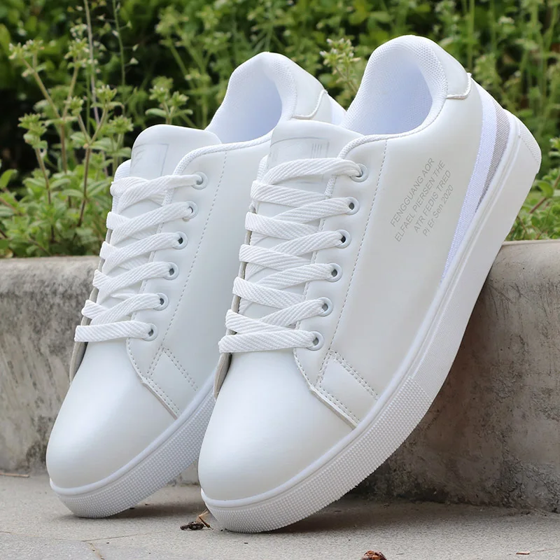 

Men Casual Shoes Luxury Men Flats Fashion White Sneakers Lace Up Male Sports Shoes Footwear Sneakers White