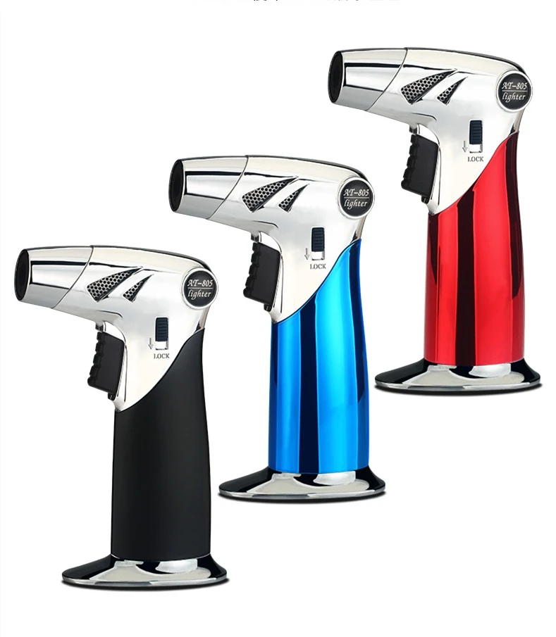 

BBQ Gas Jet Lighter Outdoor Triple Torch Lighter For Cigar Pipe Powerful Windproof Kitchen Spray Gun Metal Gadgets For Man
