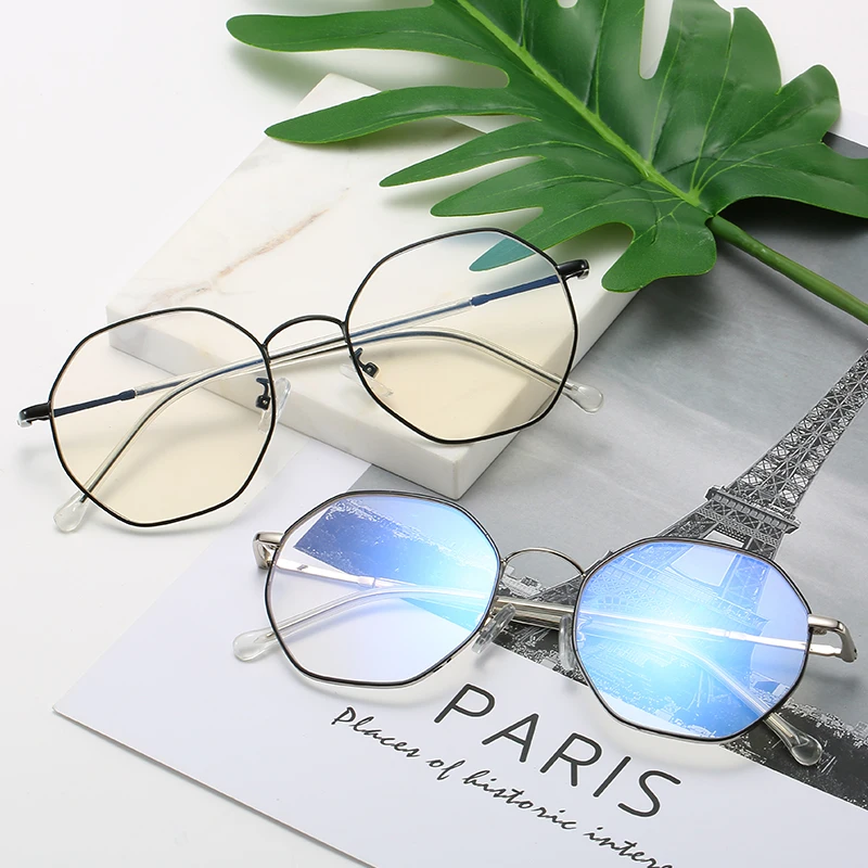 Ретро-очки с защитой от синего света металлическая оправа круглые оптические