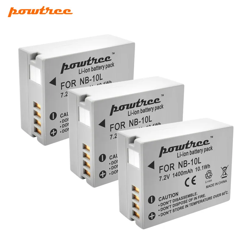 Аккумуляторная батарея Powtree для Canon NB-10L NB 10L + двойное зарядное устройство USB с