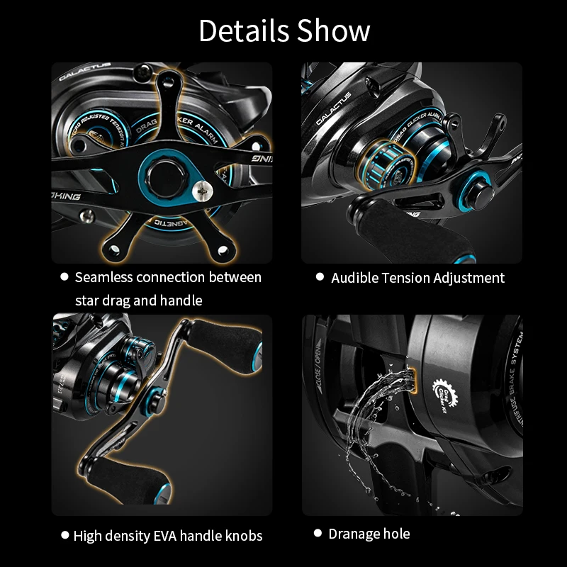 

BA150 Baitcasting Reel 20LB Drag Power 12BB 7.2:1Gear Ratio High-speed Fishing Reel Magnetic Brake System fishing coil