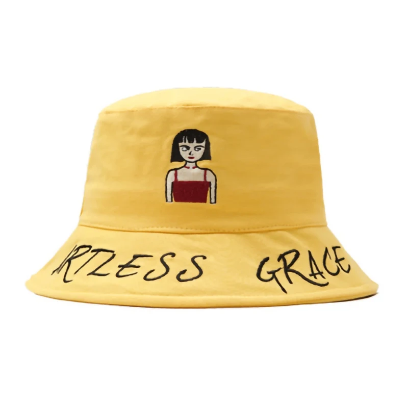 Sun Visor Straw Hat Female Bell Basin Autumn Ins Bucket Beret Cute Cartoon Lady Fisherman | Аксессуары для одежды
