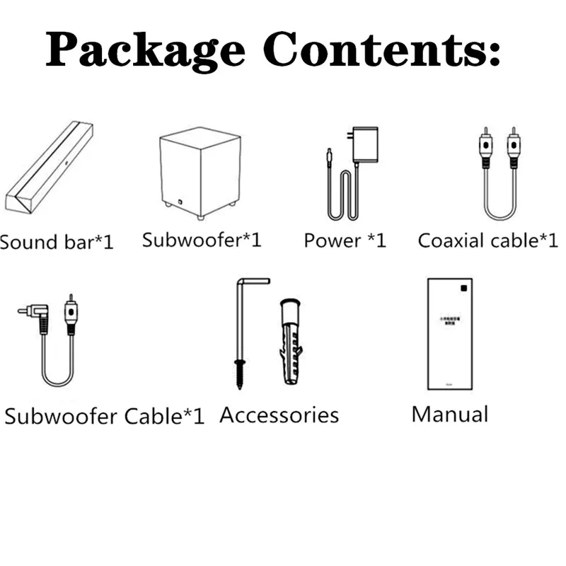 

Xiaomi TV SoundBar Bluetooth Speaker Subwoofer Cinema Home Theater 2.1Channel 5Sound Optical Aux Fiber Multi-Input Interface100W