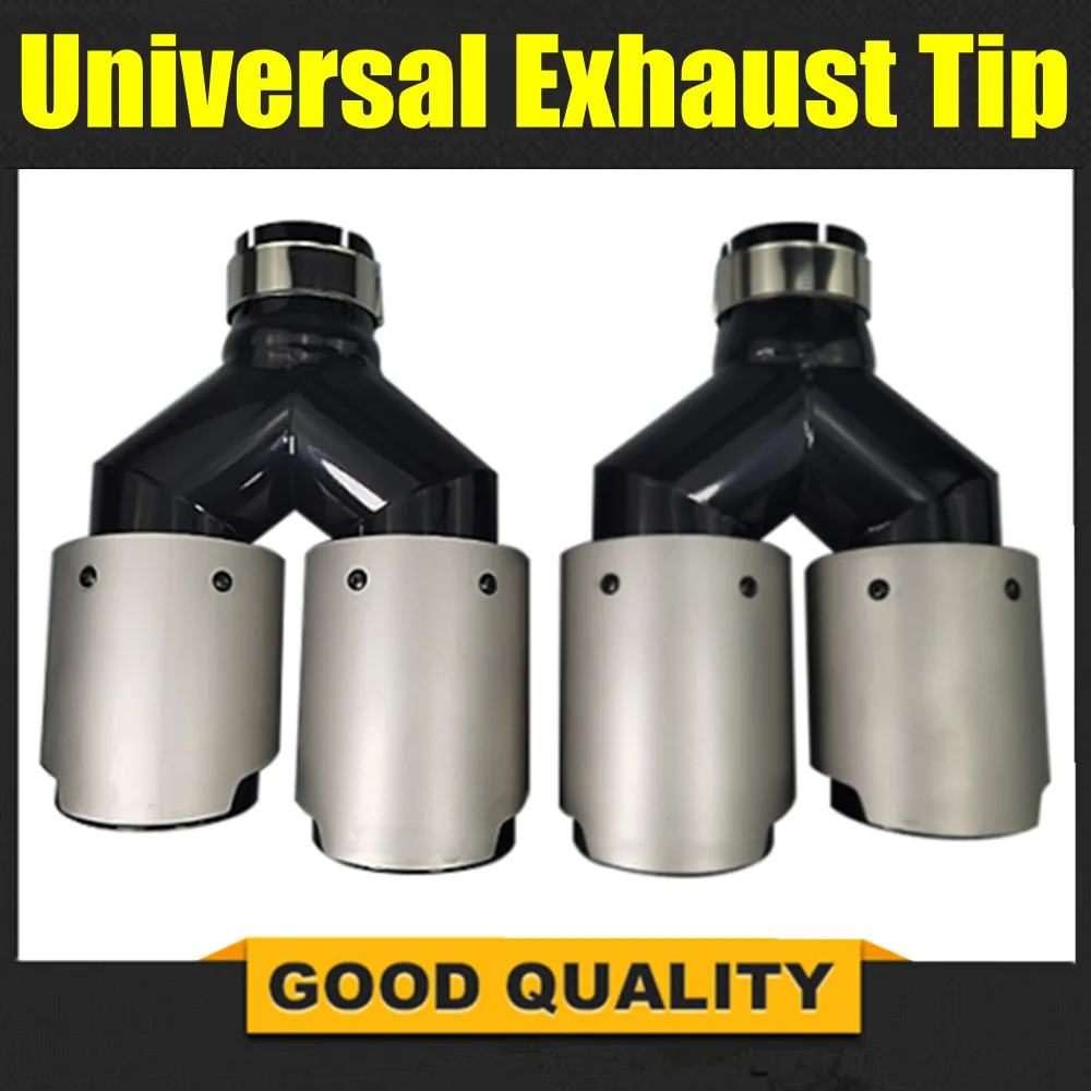1 шт. двойной глянцевый серебряный наконечник выхлопной трубы Y-образный