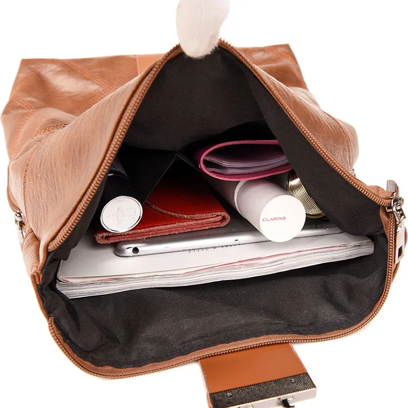 Противоугонные школьные сумки mochila feminina водонепроницаемые дорожные винтажные большие сумки для ноутбука Коричневый кожаный рюкзак для женщин корейский дизайнер