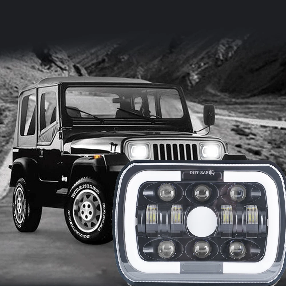 

7X6 5X7 Inch Square Hi/Lo Beam LED Headlight Headlamp DRL Turn Sigal For Jeep Wrangler YJ Cherokee XJ 4x4 Auto Car Accessories