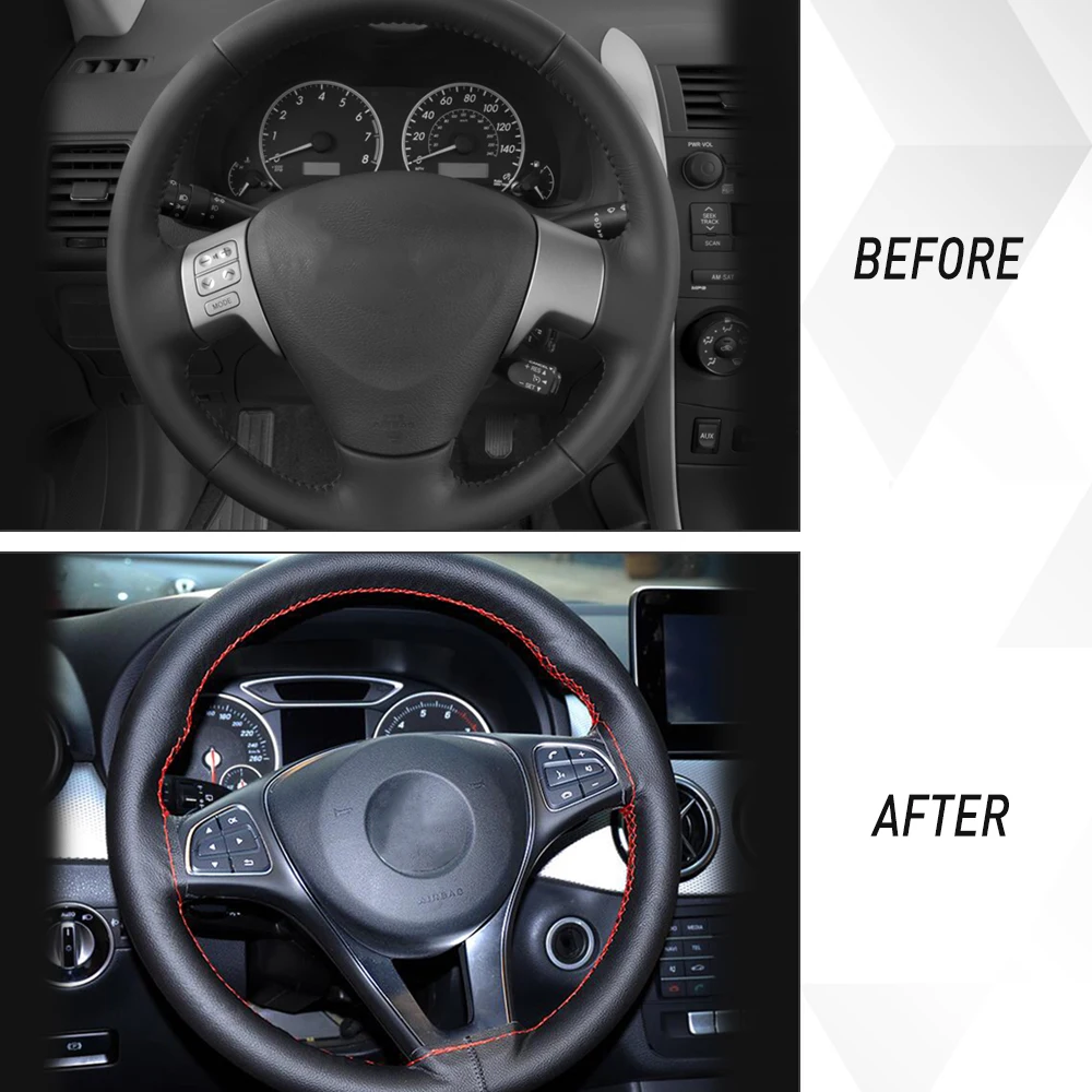 38CM Car Steering Wheel Covers With Needles And Thread For Audi A4 B4 B5 B6 B7 B8 Avant Allroad 2014 2015 2016 2017 Styling |