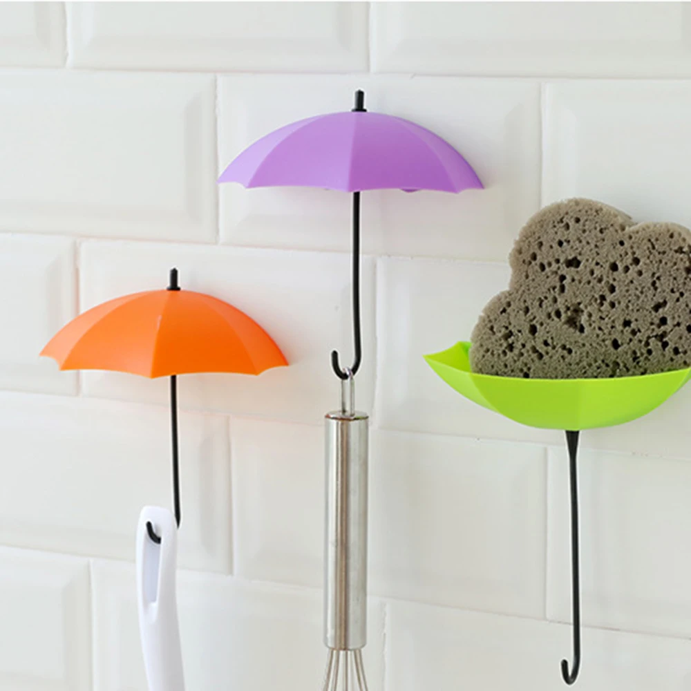 Милый Зонт обычного цвета супер липкий крючок 3 упаковки Бесконтактный дверной