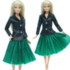 Модный кожаный топ для куклы, зеленая юбка, повседневный благородный костюм, красивое платье, Одежда для куклы Барби, лучшие аксессуары для маленьких девочек