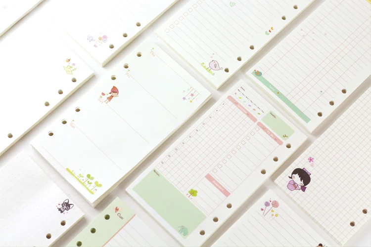 Блокнот А5/А6 с 6 отверстиями внутренняя бумага для блокнота цветные наполнители