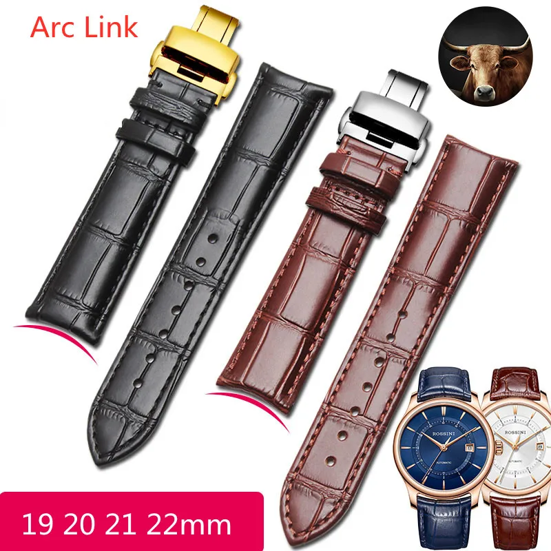 

Arc interface Cow Genuine Leather Watch Strap 19mm 20mm 21mm 22mm Watch Band for Tissot Seiko rossini Watchband Accessories