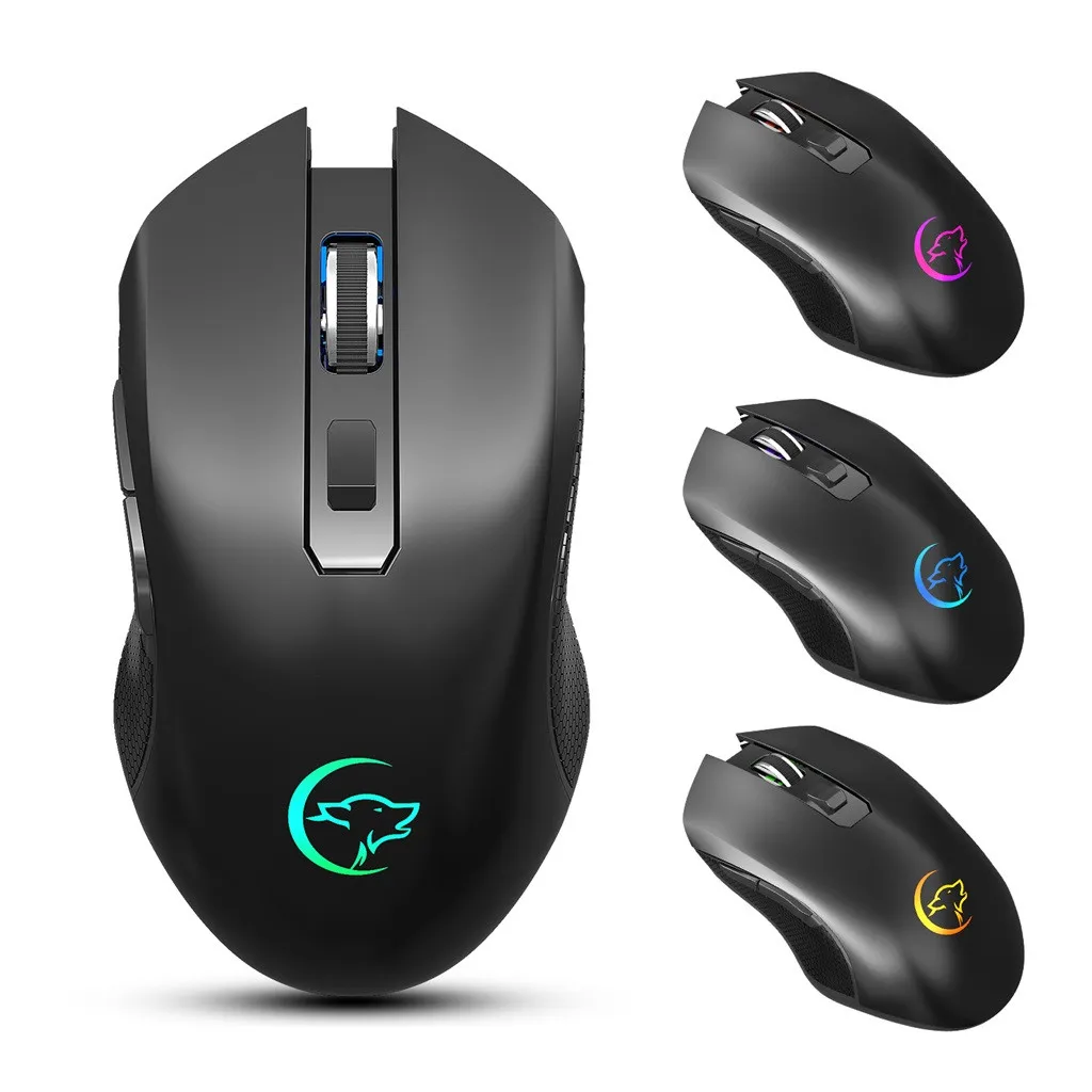 

2.4G wireless gaming office mouse Type c rechargeable silent mouse 2400DPI adjustable Colorful Lighting Gamer mice for PC laptop