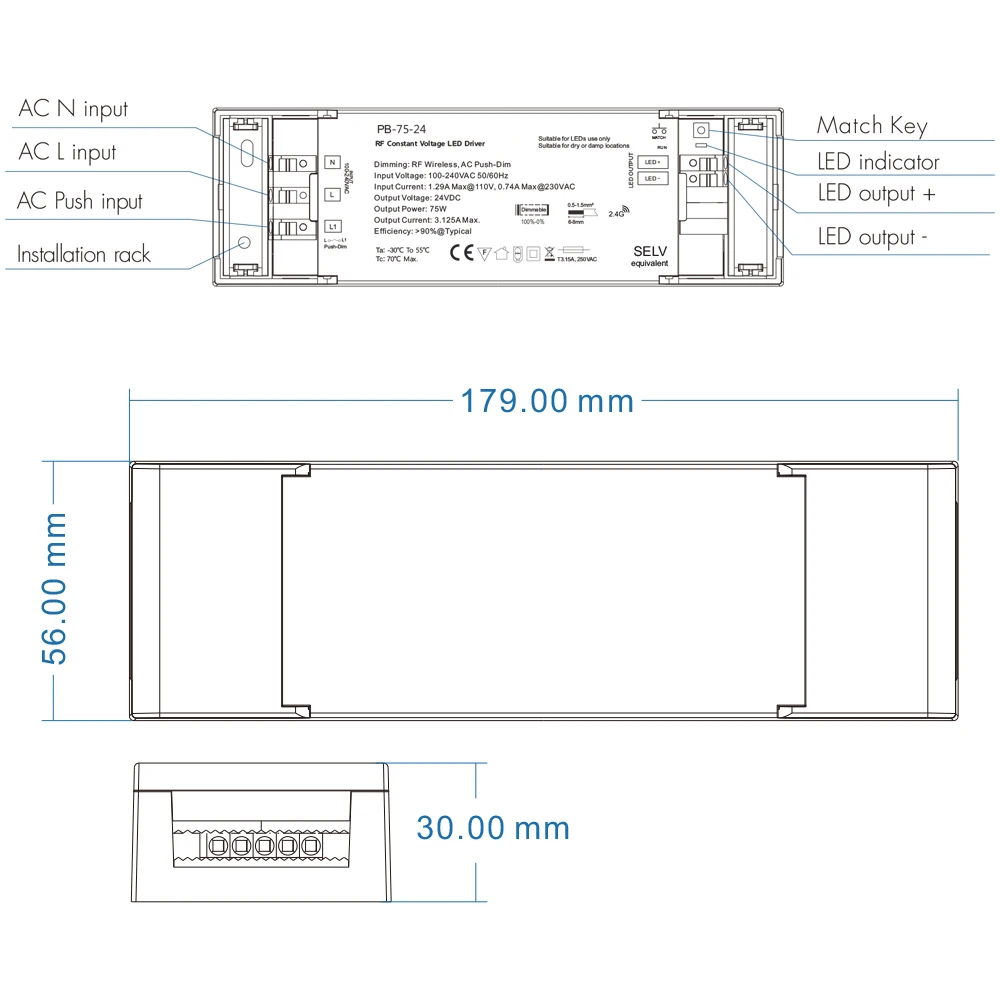 75 вт диммер постоянного напряжения драйвер с 2 4G приемник контроллер функция для
