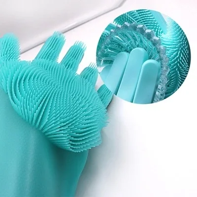 

1Pair Dishwashing Cleaning Gloves Magic Silicone Rubber Dish Washing Glove for Household Scrubber Kitchen Clean Tool Scrub