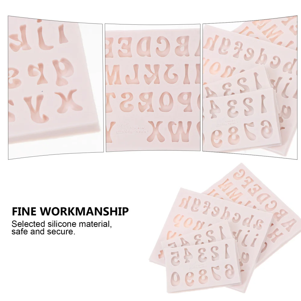 

4pcs Numbers Letters Silicone Chocolate Molds Creative Fondant Molds (Grey)