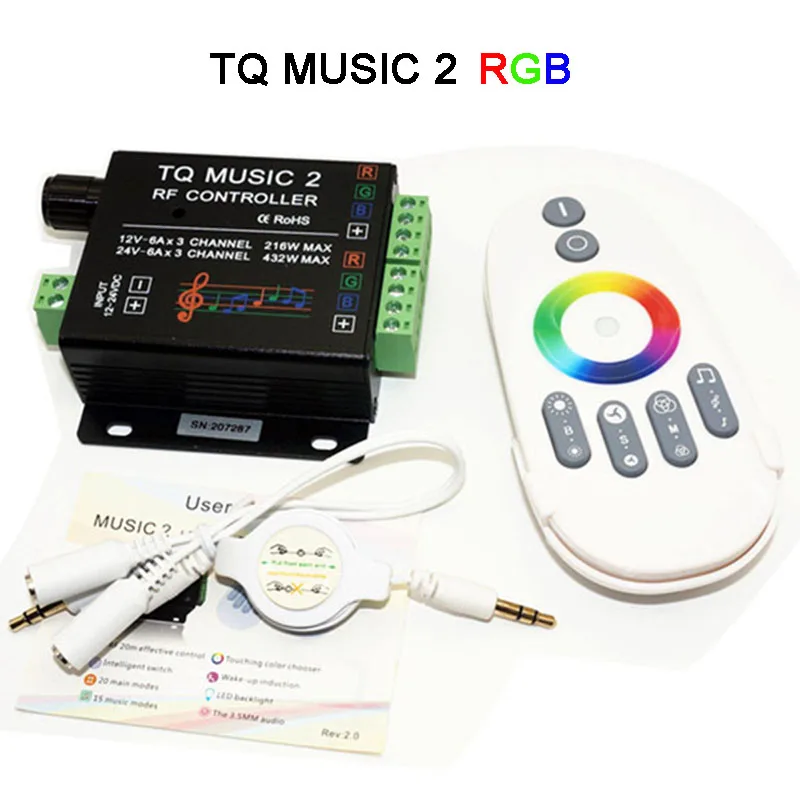 Wholesale 20 Keys 24 2.4G music controller DC12-24V RGB Sound Sensitive remote 2 for 5050 3528 led strip light lamp | Лампы и
