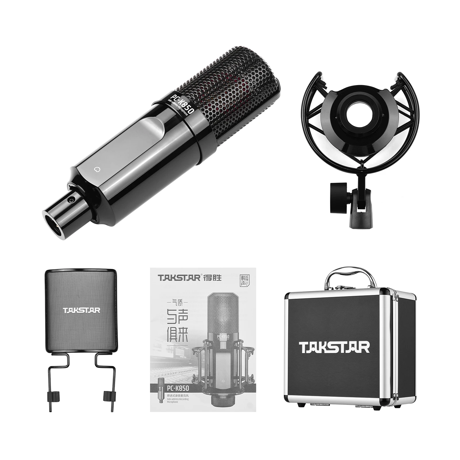 

TAKSTAR PC-K850 Side-Address Recording Microphone Cardioid Pickup Pattern Wired Condenser Mic for Live Streaming Karaoke
