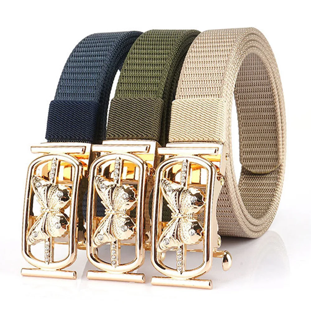 CANTIK Unique Butterfly Pattern Automatic Buckle Good Quality Ladies Nylon & Canvas Belts Clothing Accessories for Women CBCA299