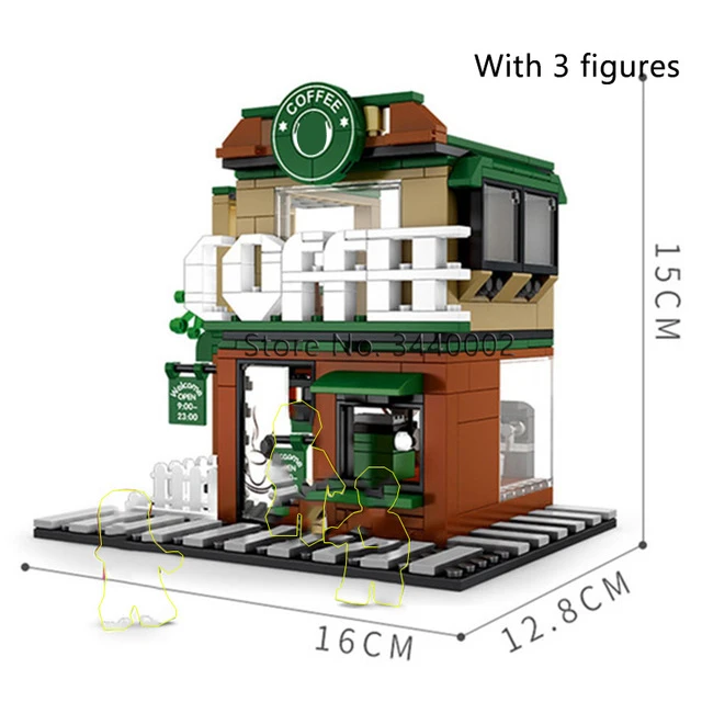 

3D Model City street Building Blocks Retail Store Fast Food Shop Streetscape Set Street View Series Creator Bricks MOC toys