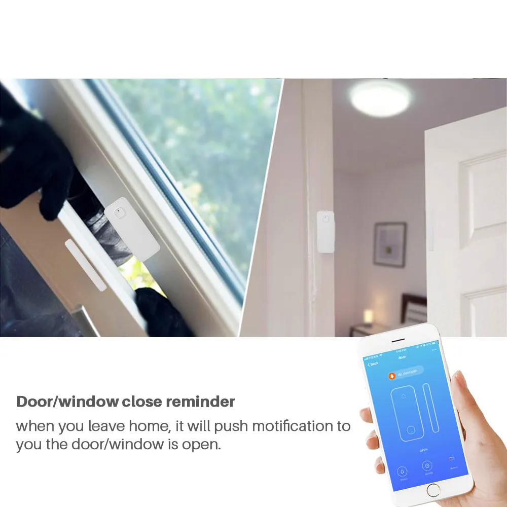 Беспроводной WiFi дверной сигнализатор, датчик окна, детектор, умный дом, безопасность, дверь, магнитный переключатель, система Amazon Alexa, управление приложением