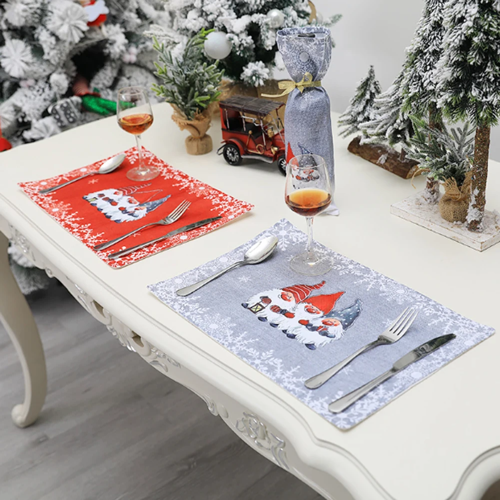 

Christmas Decoration European and American Style Cartoon Forest Man Placemat Holiday Hotel Home Restaurant Tableware for Kitchen