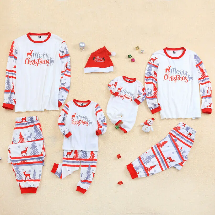 2020 рождественские Семейные пижамы PJS комплект из 2 предметов Рождественская
