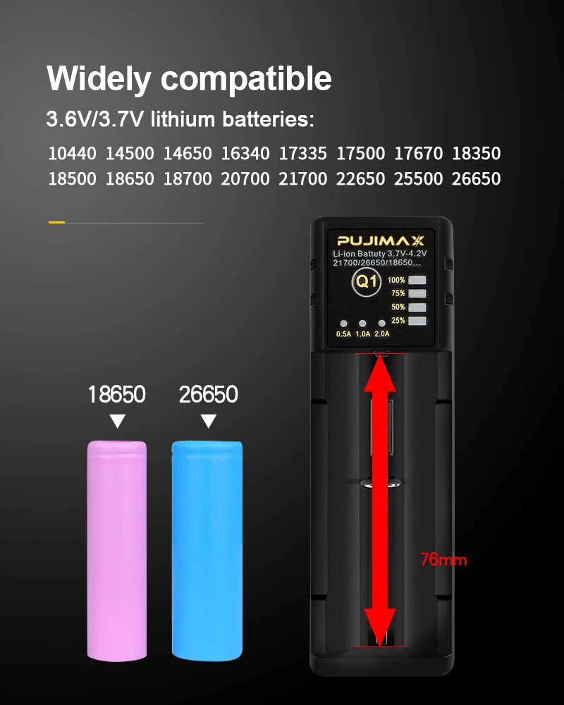 Умное зарядное устройство PHOMAX 1 слот 3 7 4 2 в светодиодная подсветка регулируемый