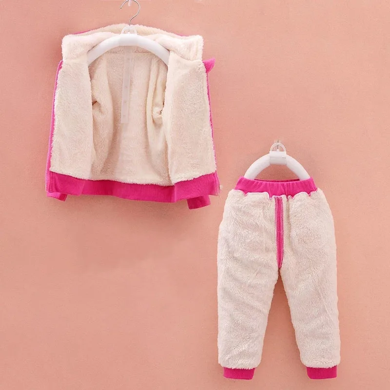 

Baby Girls Print Clothing Sets Kids Girls Winter Thicken Cotton Long Sleeve Warm Outerwear+Pants 2Pcs Suit Toddler Set